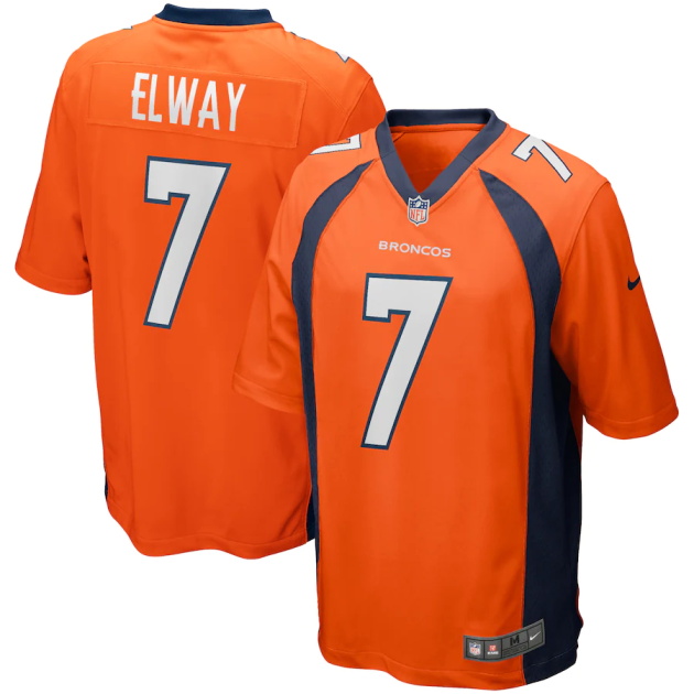 mens nike john elway orange denver broncos game retired player jersey